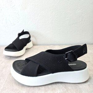 Vivaia KARA Comfort Platform Sandal Black Mesh Slingback Walking Open Toe Size 8